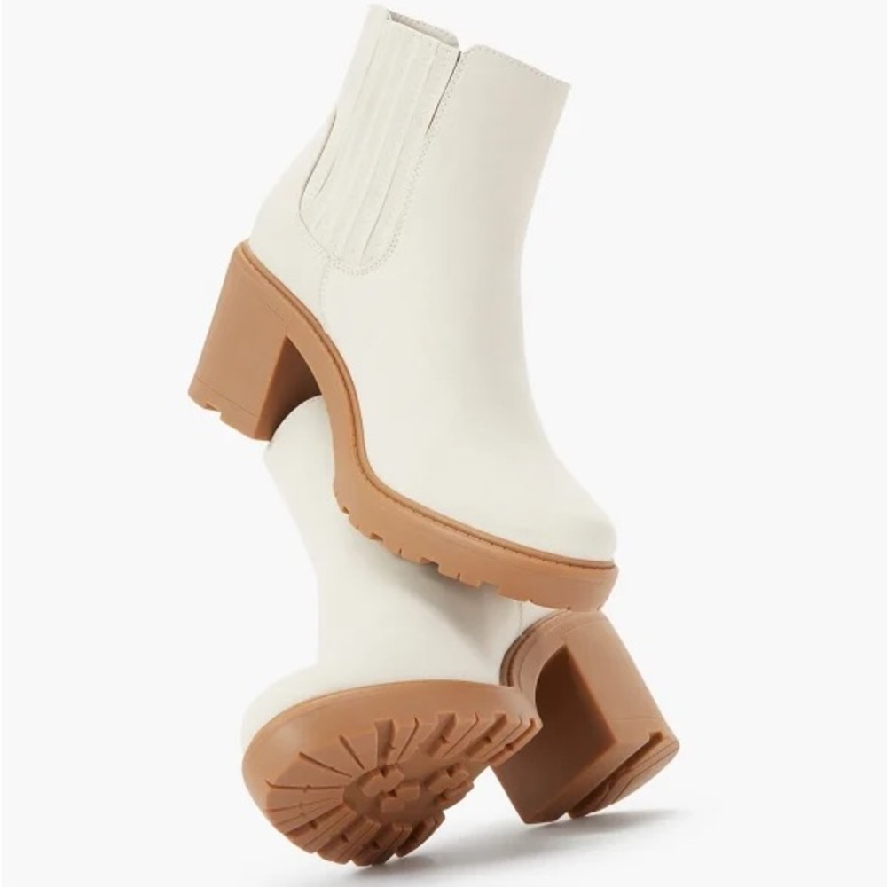 Just Fab Maeve Water-Resistant Bootie Birch White casual classic stylish